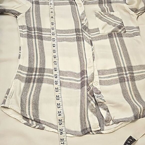 Rails Size S White Gray Striped Plaid Long Sleeve Button Down Shirt - Picture 6 of 8
